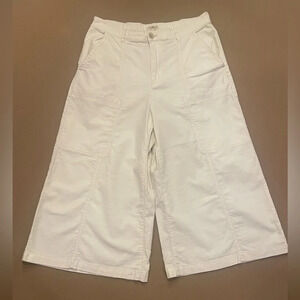 Pilcro Wide Leg Cropped Pants Ivory Size 28